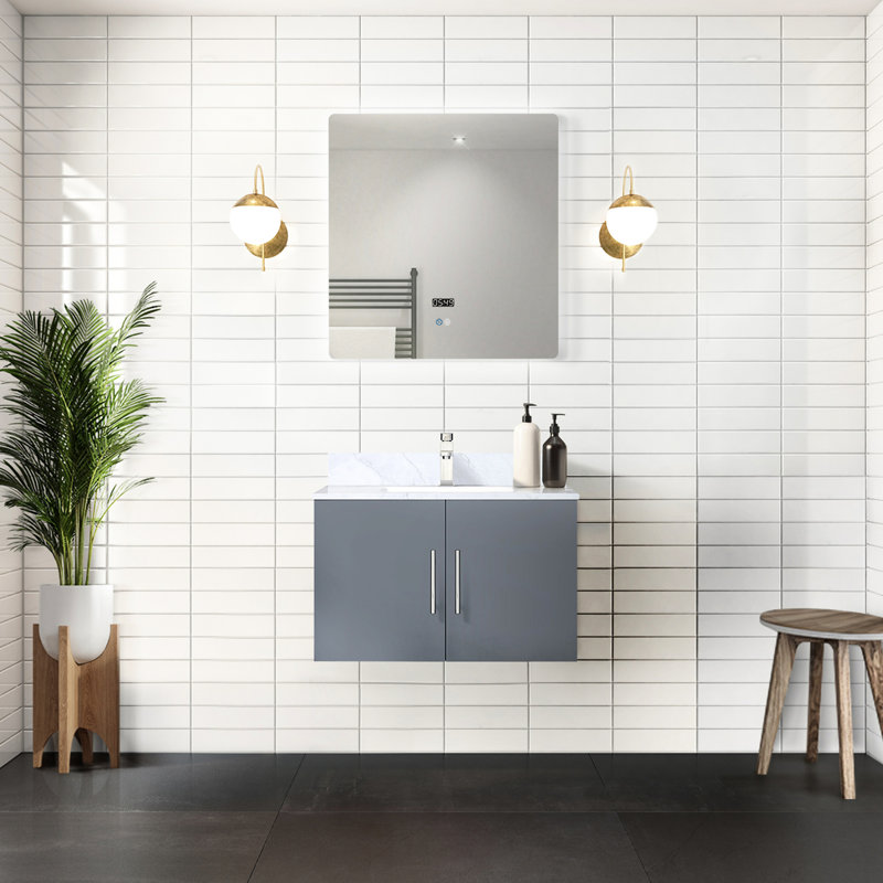30 po L x P 22 po. Meuble-lavabo gris foncé avec miroir à DEL - beaucoup de rangement intérieur entièrement assemblé