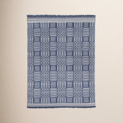 Middlebury Navy White Hand-Knotted Geometric Rug