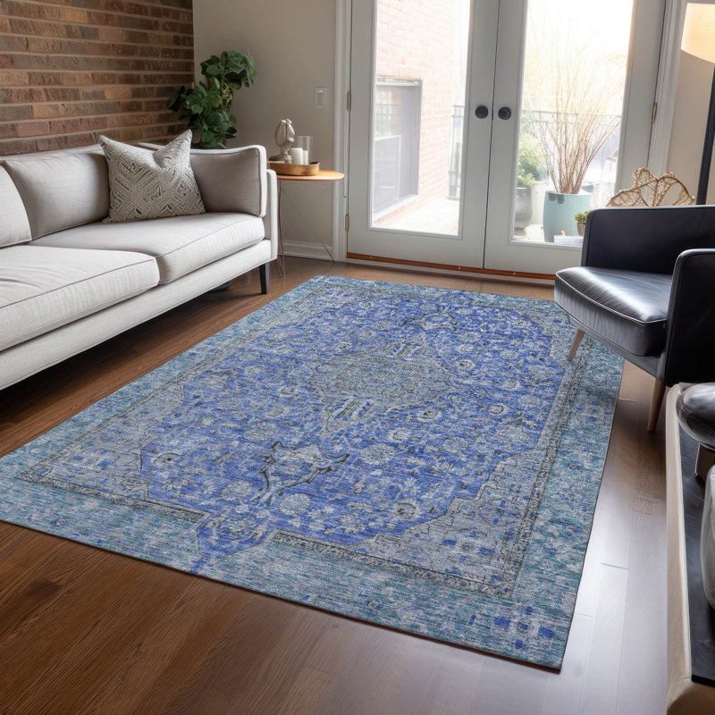 Tapis intérieur / extérieur bleu Vexira, 8' x 10'