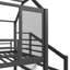 Lit mezzanine double avec glissade et escalier, lit de jeu en métal avec tablettes de rangement, toit en forme de maison et conception silencieuse, noir