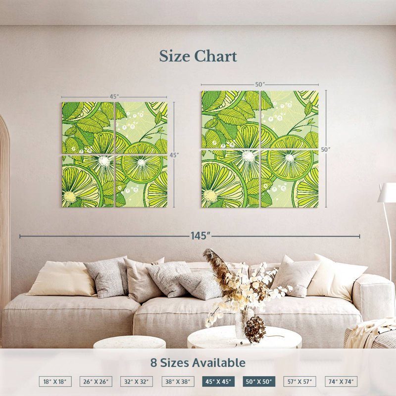 Yarlin Lime And Mint Pattern, 45" H x 45" W