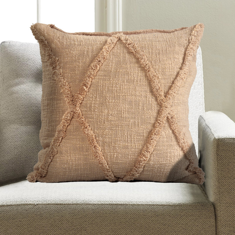 Housse de coussin carrée à franges, 100 % coton uni, 18 po x 18 po, Bleu pastel