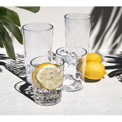 Verre martelé rustique en acrylique martelé - transparent - 23,2 oz - ensemble de 6