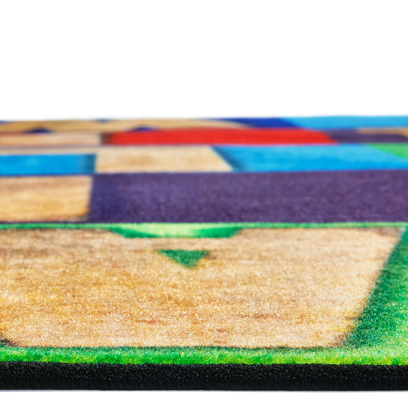 Tapis géométrique Pixel Perfect ™ en vert / rouge / bleu, Rectangle 8 pi x 12 pi