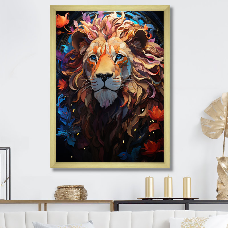 Lions Twilight Monarch II, reproduction d'art sur toile, H 32 po x l 16 po x P 1 po, Cadre doré simple
