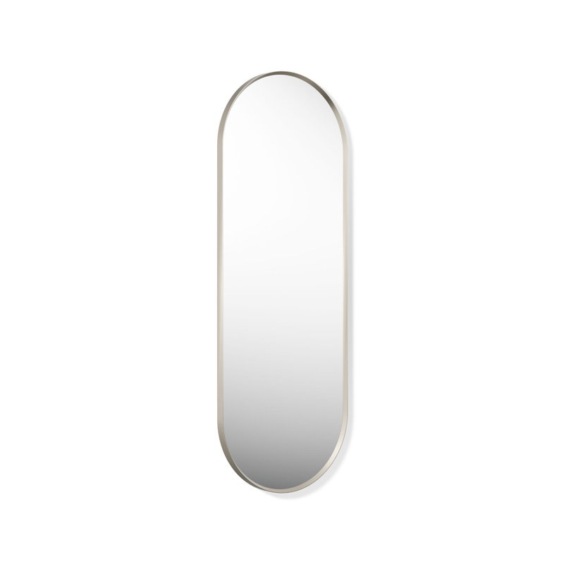 Essential Capsule Wall Mirror, Bathroom/Vanity Mirror with Frame, Brushed Nickel, 60" x 22"