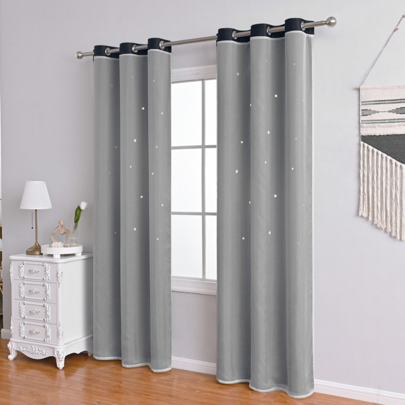 Eurielle Room Darkening Curtain Pair, Black/White