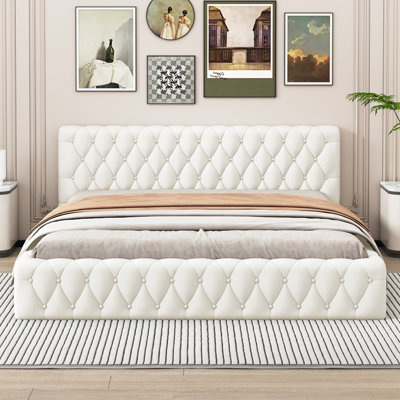 Queen Size Velvet Upholstered Platform Bed -  Everly Quinn, B08F9F0EDAF24F268A2C1A6336C3007C