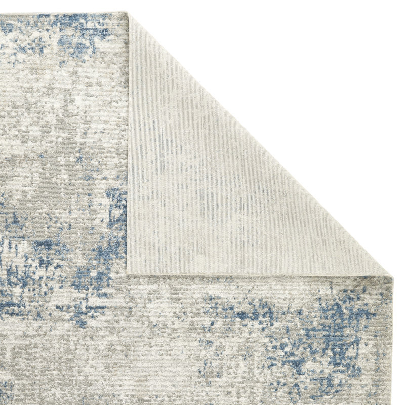 Edgeworth Abstract Machine Woven Cream Blue Area Rug, Rectangle 120cm x 170cm