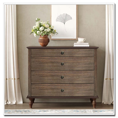 Large 4-Drawer Chest with Solid Wood Foot