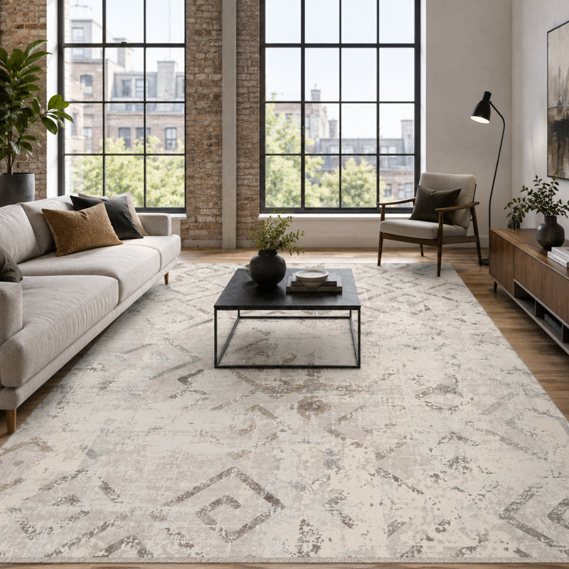 Trellis Cotton and Chenille Flatweave Area Rug, 155 x 230 cm