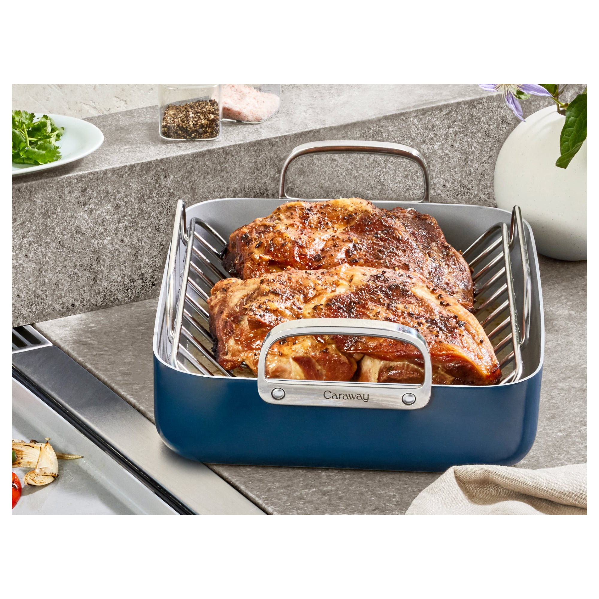 Caraway Roasting Pan W/ Rack, Navy