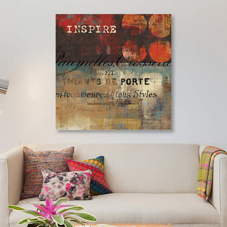 « inspire », impression sur toile, H 26 po x l 26 po x P 1,5 po