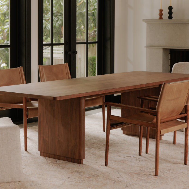 Round Off 88'' Solid Wood Dining Table, Walnut