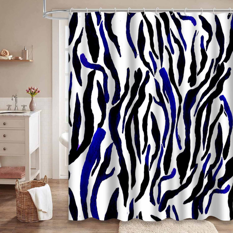 Blue Waterproof Shower Curtain, Shower Curtains for Bathroom with 12 Hooks, 72" L x 78" W