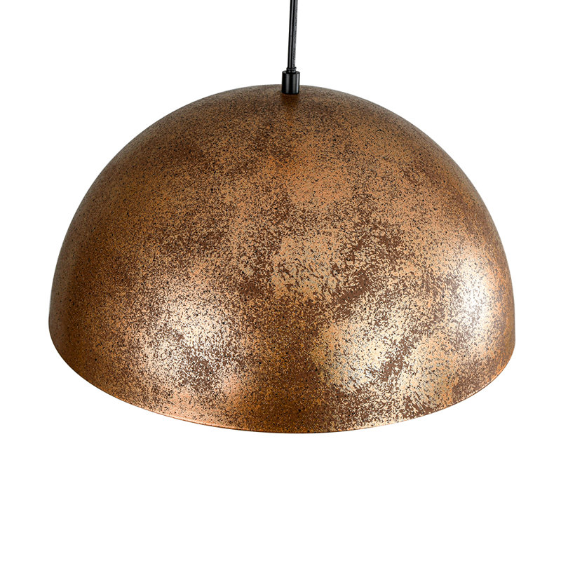 Industrial Oversized Large Metal Dome Pendant, 9" H x 15" W x 15" D, Antique Brass, 1 Light