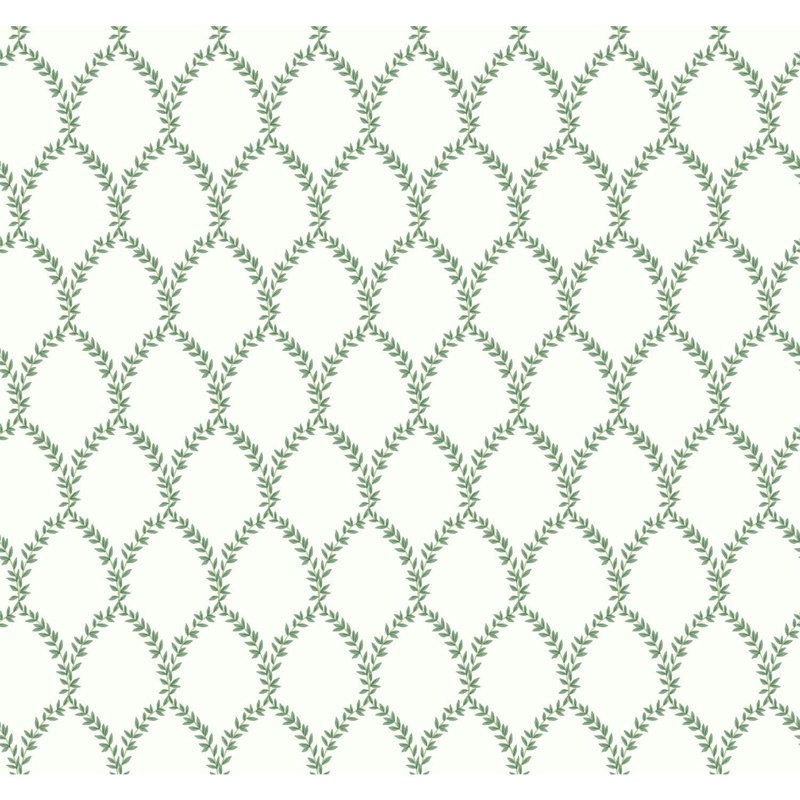 Laurel 27' x 27" Wallpaper Roll, Green/White