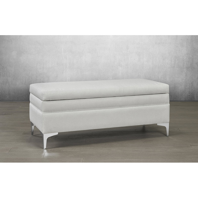 Banc de rangement rembourré Lauzon, Blanc cassé