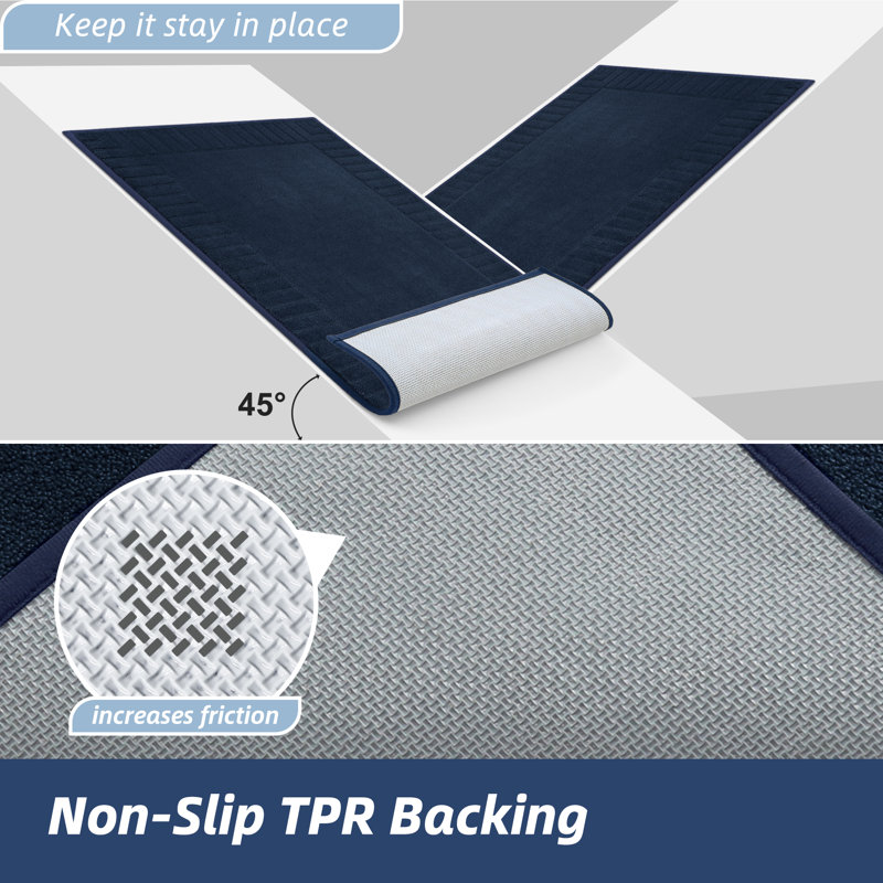 Tapis d'entrée antidérapant, antidérapant et résistant à la saleté, lavable à la machine, L 24 po x L 36 po, Marine