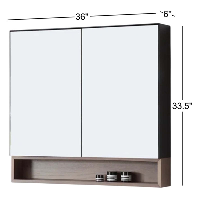 Bergen 36" Medicine Cabinet, Matte Black/Chestnut Oak