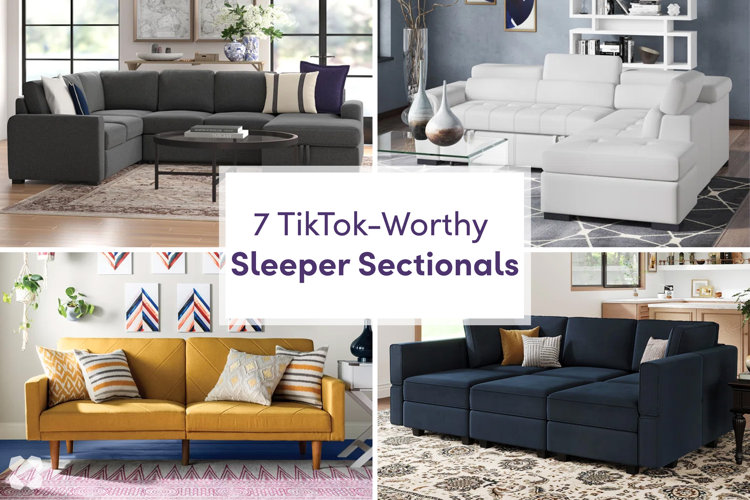 collage with four Tiktok-Worthy sleeper sectionals