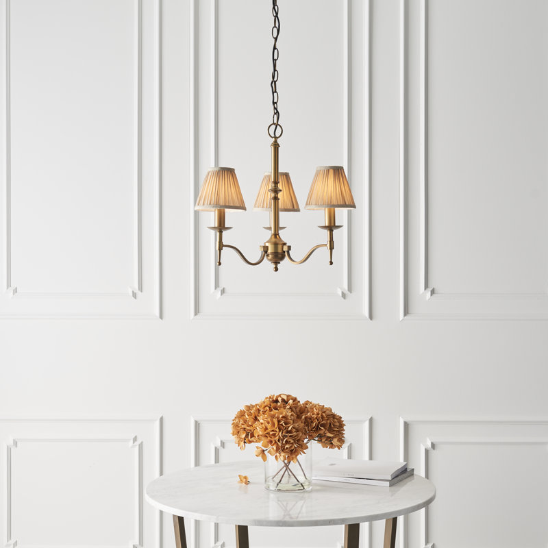 Emperador 3 - Light Shaded Chandelier, Beige, Brass