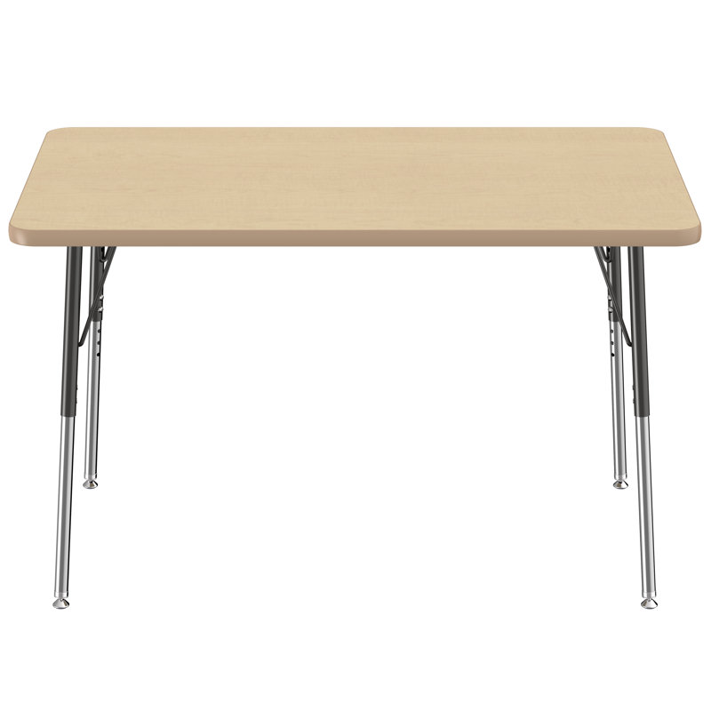 Table d'activité rectangulaire à hauteur réglable en forme de T, Érable / érable / noir, Roulement pivotant standard
