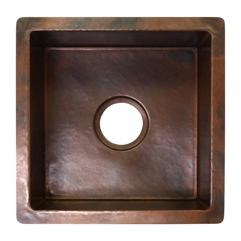 Évier de cuisine en cuivre martelé à la main Cantina L 15 po x l 15 po Cantina, Cuivre antique Foundry