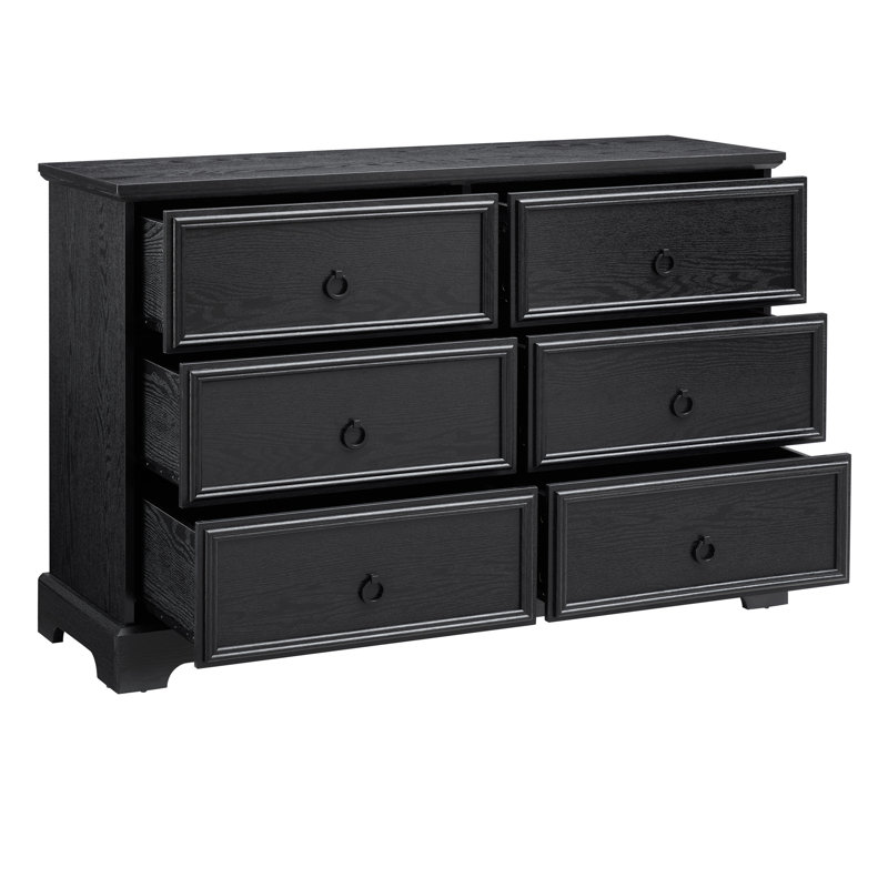 Commode à 6 tiroirs Modern Farmhouse pour chambre à coucher, commode de tiroir de chambre en bois avec 6 tiroirs de rangement, commode à 6 tiroirs pour chambre