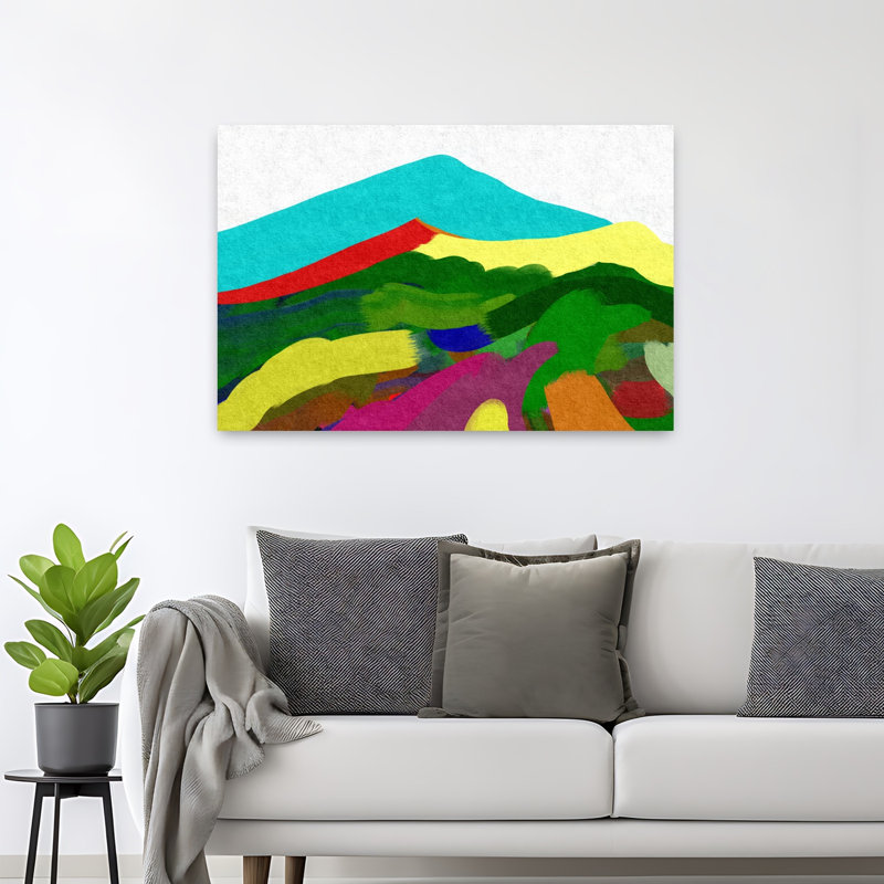 Art contemporain contemporain abstrait coloré, H 32 po x l 48 po