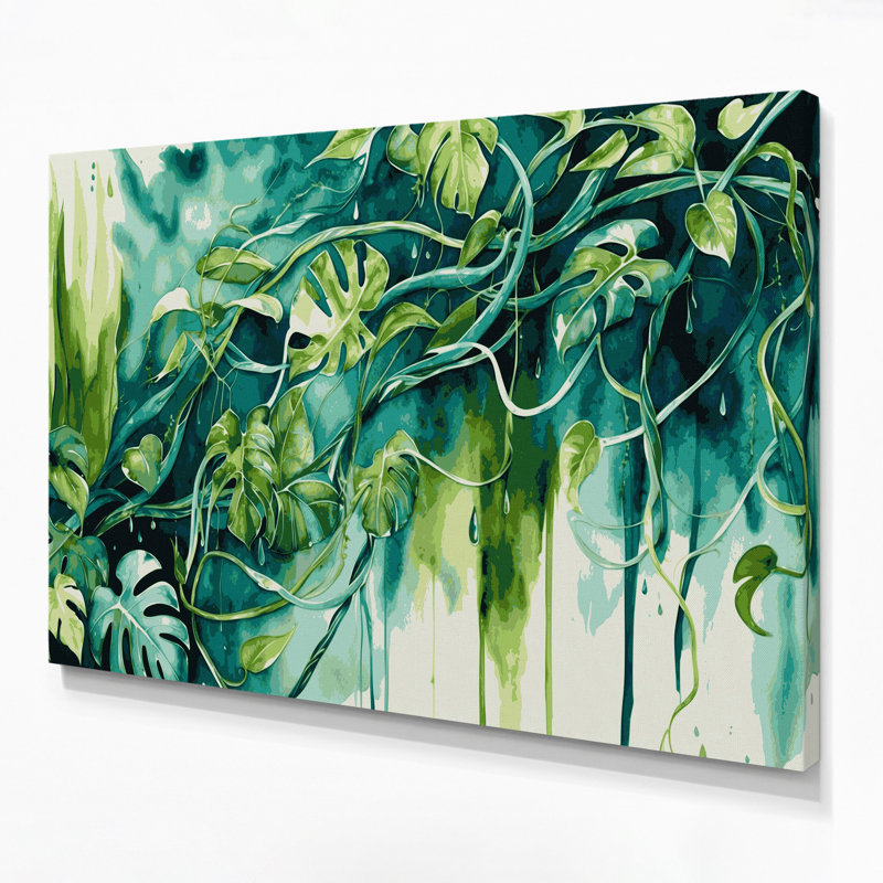 Hawaiian Tropical Vines Green Canvas Wall Art, 11" H x 14" W