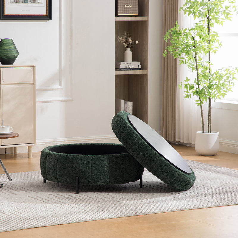 Repose-pieds rembourré avec couvercle Kylie Chenille, Green