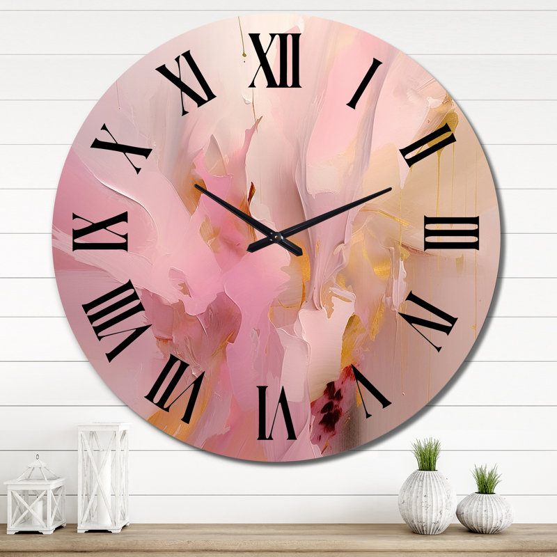Horloge murale en métal rose, Très grand