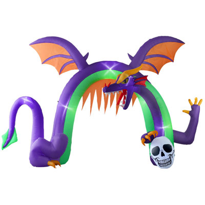 9ft Dragon Archway Halloween Self Inflating Outdoor Inflatable With Led Lights