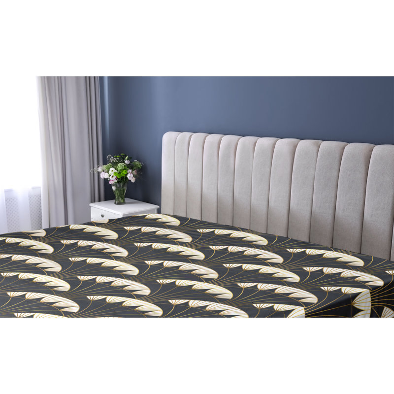 Drap-housse Ambesonne, Gris anthracite, gris, café pâle / géométrique, Drap-housse très grand californien