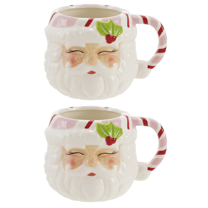Hand-Painted Dolomite Santa Mug