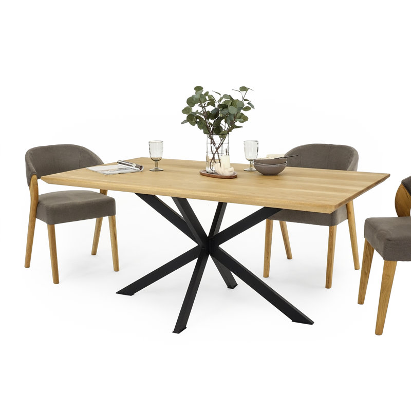 Chabelli Oak Metal Base Dining Table, Natural Oil, 75"H x 90"L x 180"W