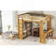 Lit superposé double TG / double avec lit inférieur démontable et bureau, structure de lits superposés en bois massif avec tablettes intégrées et garde-robe, peut être converti en lit mezzanine, naturel-784228929-784228943