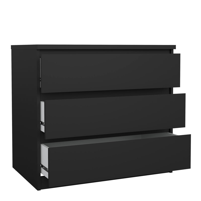 Caton 3 - Drawer Chest of Drawers, Matte Black