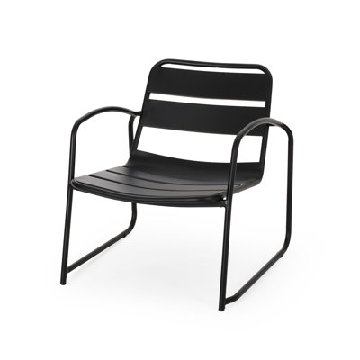 Matte Black Iron Patio Chair , Enhancing Backyard & Area, 25"H X 24.88"D, 13.22 Lb Chair: Iron, Transforming Look Of Patio, 25 In. Height,