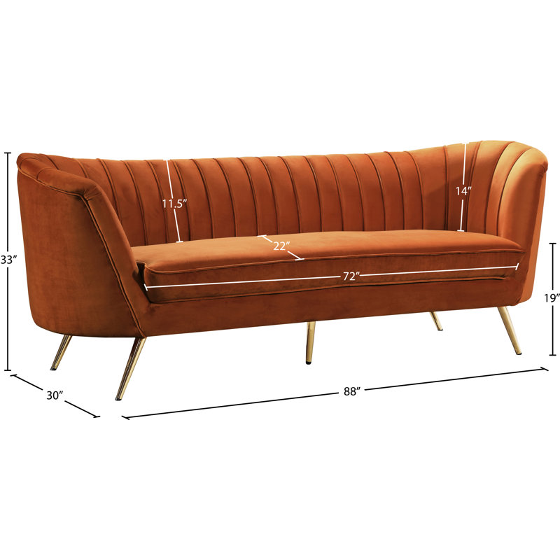 Margo 88" Velvet Sofa, Cognac Velvet