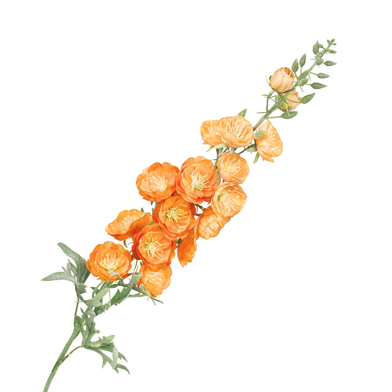 Artificial Hybrid Delphinium Flower Stem Spray, Orange
