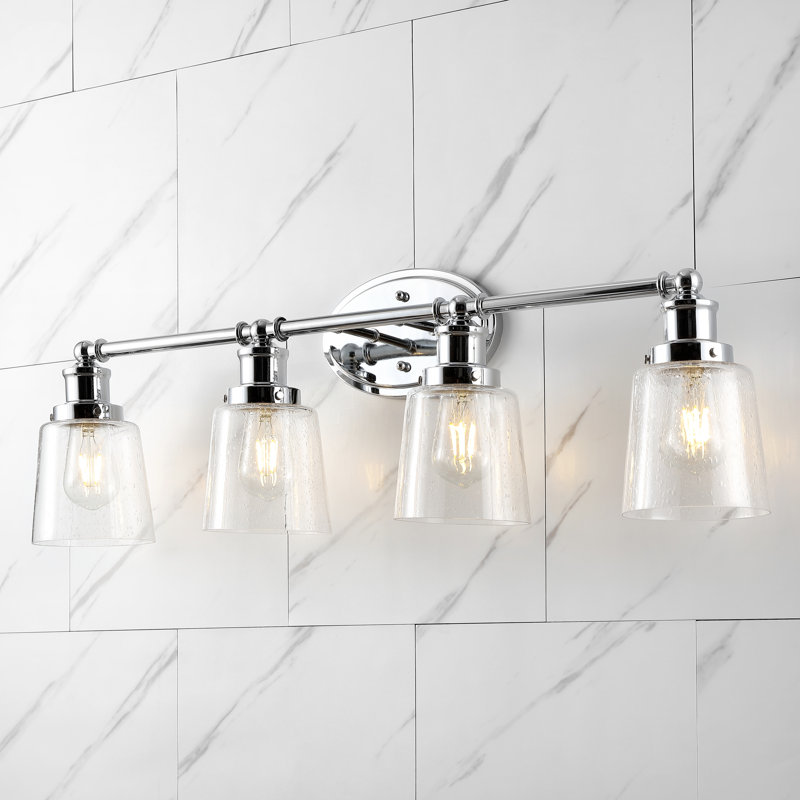 Reba Iron/Seeded Glass Classic Cottage LED Vanity Light, 4