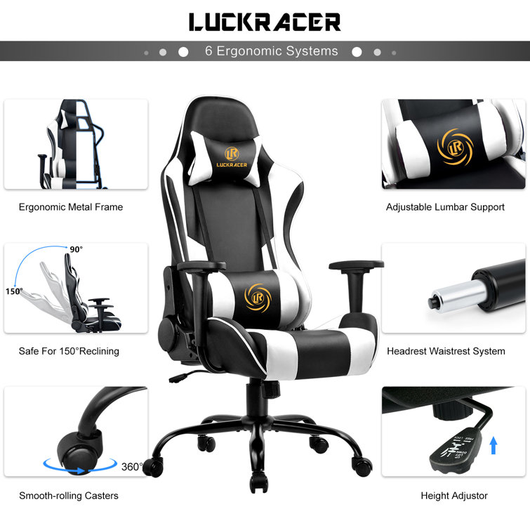 Gtplayer Gaming Chair with Footrest and Ergonomic Lumbar Massage