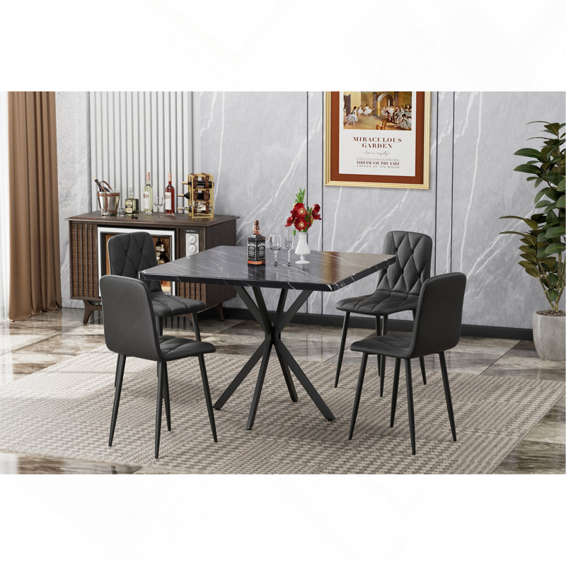 Table de salle à manger carrée, Noir