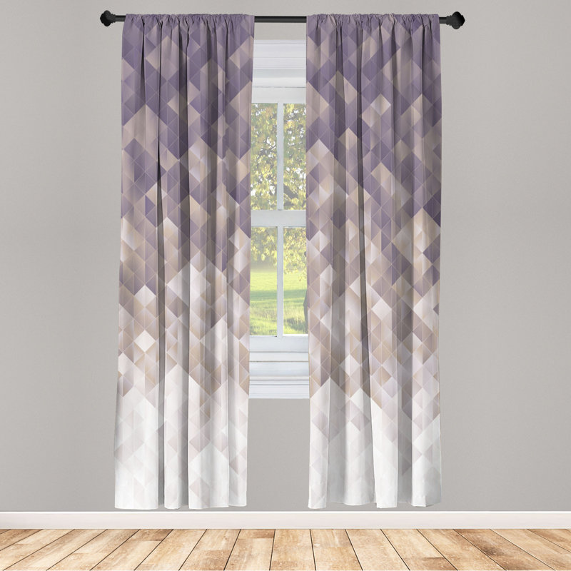 Microfiber Floral Semi-Sheer Rod Pocket Curtain Panels, 28" W x 84" L, Anchor Gray/White