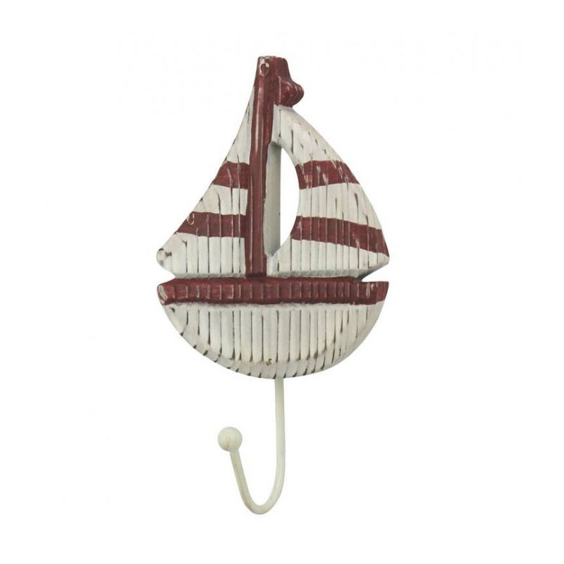 Décoration murale voilier avec crochet Wetzel, Rouge / Blanc