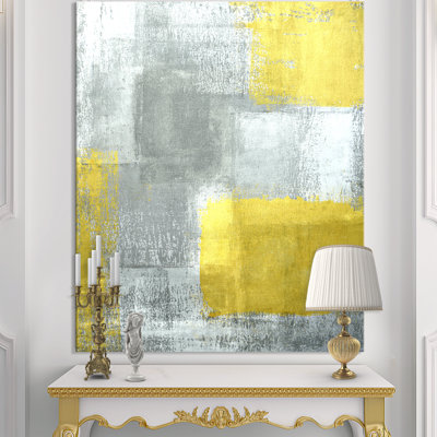 «Gray and Yellow Blue Abstract», reproduction d'art sur toile