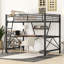Lit mezzanine double en métal et panneau de fibres à densité moyenne avec bureau et tablette, noir