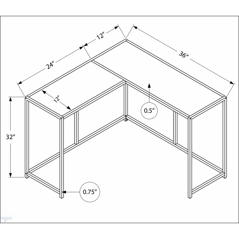 Table d'appoint d'angle moderne avec plateau en stratifié gris et base en métal noir, parfaite pour le vestibule et les petits espaces